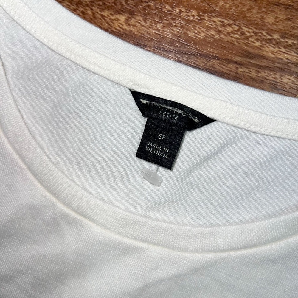Ann Taylor Ruffle Shoulder Long Sleeve Top - White, Size SP - Picture 3 of 7
